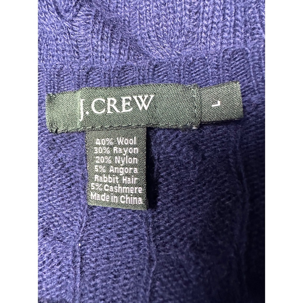J.Crew Womens Vintage Oversized Cable Knit Wool Cashmere Sweater Blue Large - Picture 3 of 6